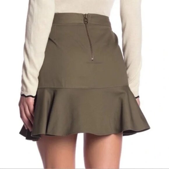VERONICA BEARD Claremont Canvas Ruffled Mini Skirt Size 4 Army Olive Green $297 - Picture 5 of 16